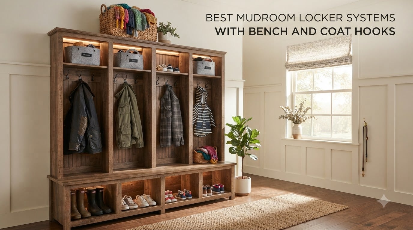 best mudroom locker systems with bench and coat hooks