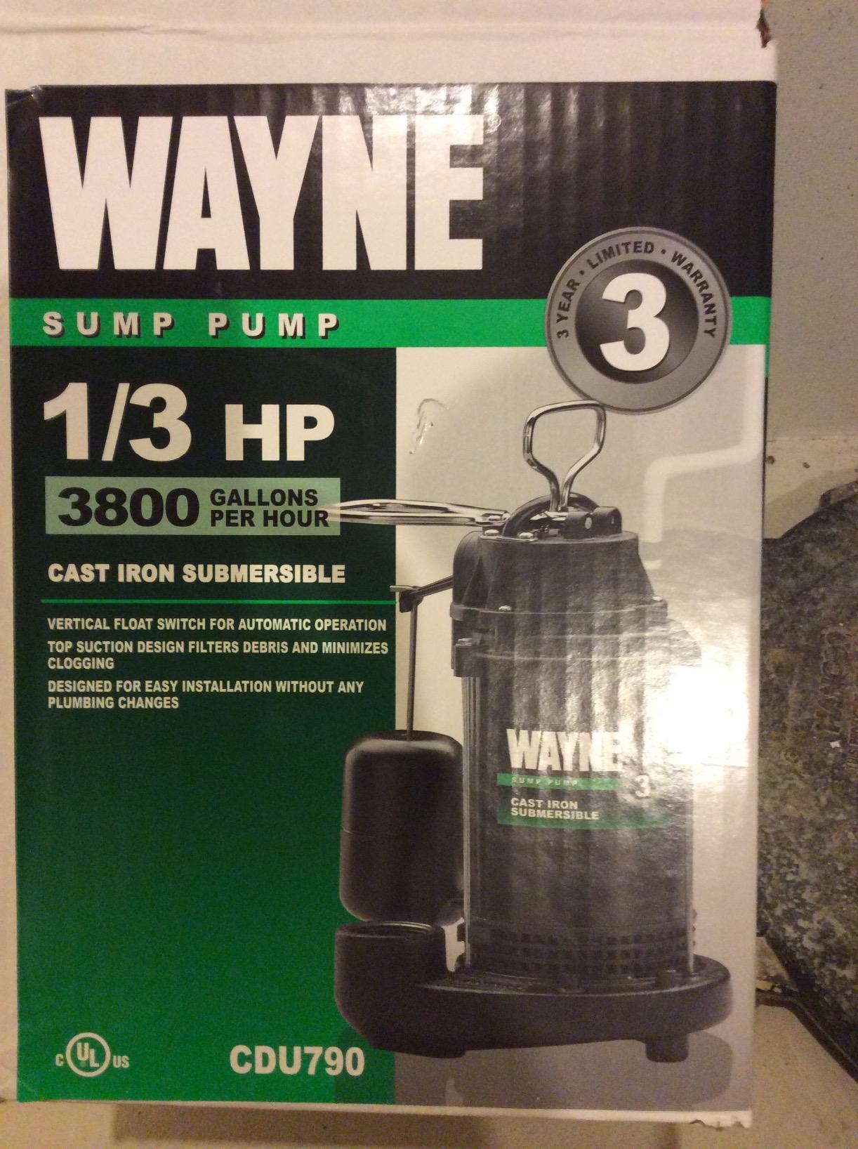 WAYNE CDU790 1/3 HP Submersible Water Pump, Heavy Duty Basement Sump Pump customer photo 1