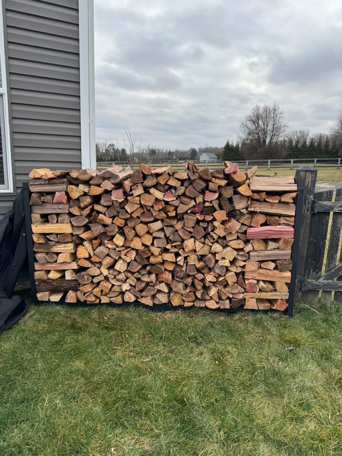 Woodhaven 8-Foot Firewood Rack – American Brand – 1/2 Cord Raised Lumber Storage Rack – Keeps Wood Dry & Ready – Heavy-Duty Steel, Lifetime Structural Warranty (With Cover) customer photo 2