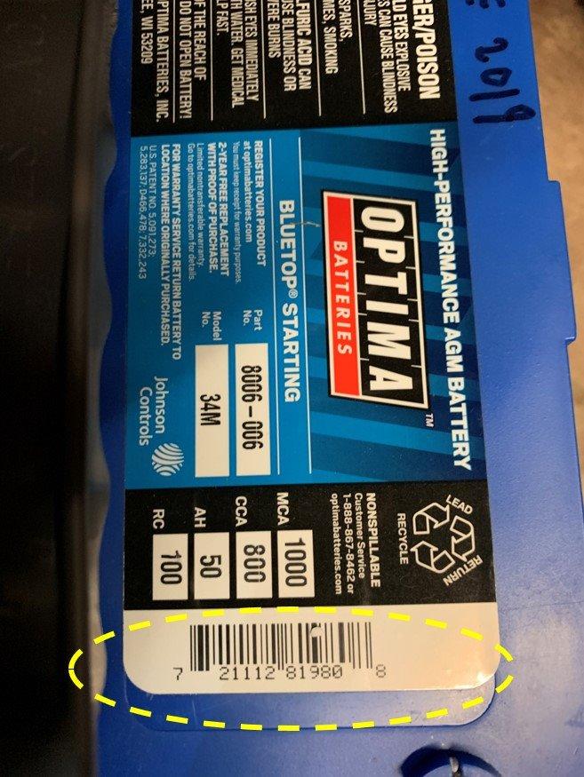 OPTIMA® Batteries High Performance 34M BLUETOP® Sealed AGM Starting Battery customer photo 2