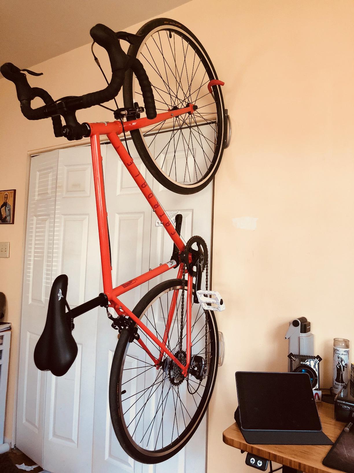 Leonardo Bike Rack Wall Mount with Tire Tray by Delta Cycle – Elegant Vertical Hanger Hook Design Provides Easy Bicycle Storage Access – Hassle-Free Installation – Vertical Mount Holds Up to 40 lbs customer photo 2