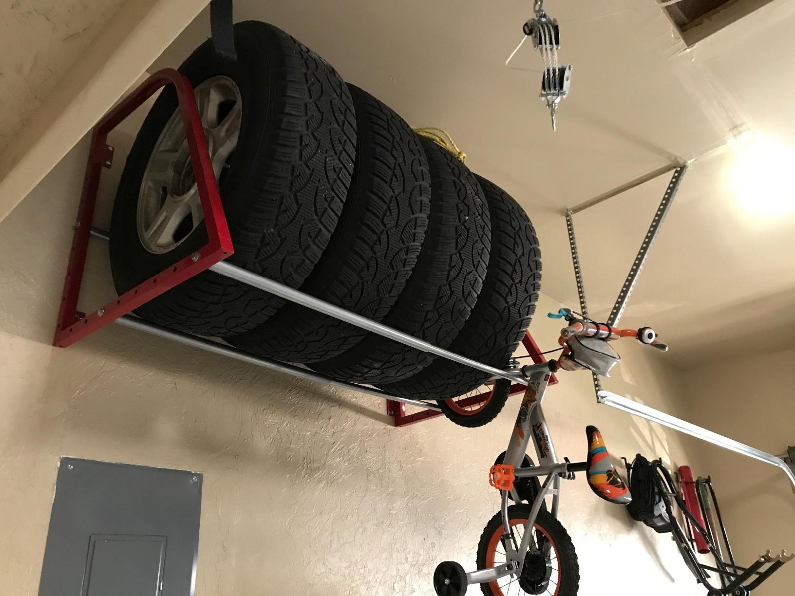 HyLoft 01000 Heavy Duty Adjustable Garage Wall Multi-Tire Rack Storage, Black customer photo 1