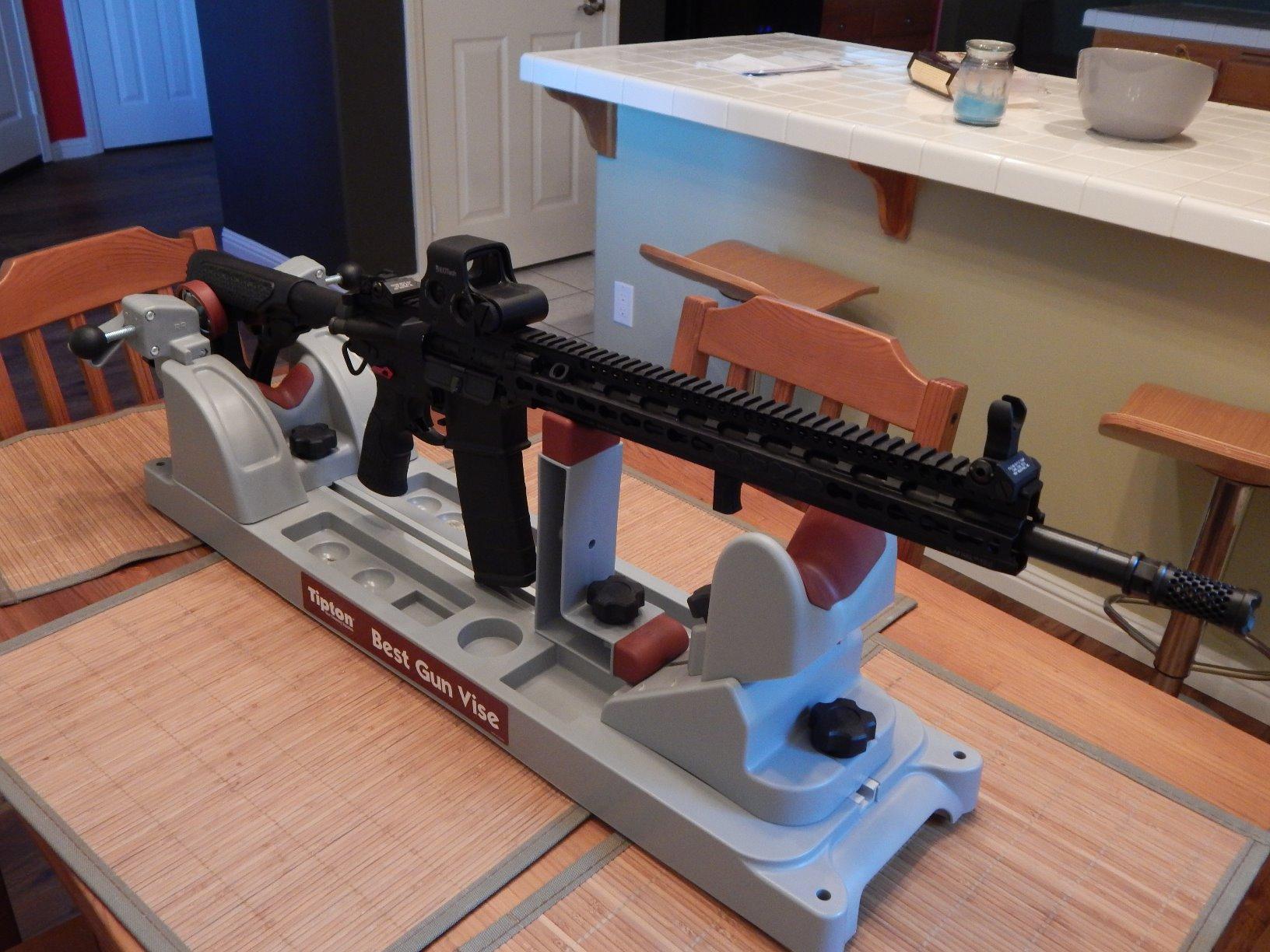 Tipton Best Gun Vise with Secure Adjustable Cradle, Storage Compartments for Cleaning, Gunsmithing and Firearm Maintenance, Red/Grey customer photo 1