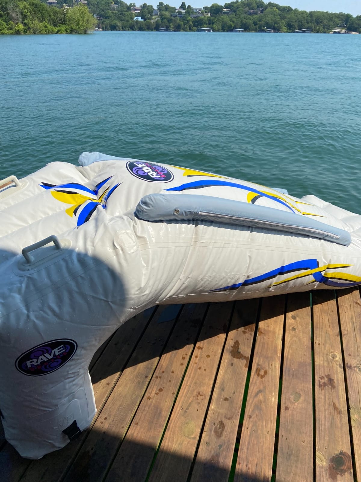 RAVE Sports Inflatable Pontoon Slide, 10 ft, Includes Large Grab Handles, Vinyl Step Insets, High Pressure Pump, Commercial Grade Inflation Valve, Heavy Duty Material, Safety Sides and Straps customer photo 2