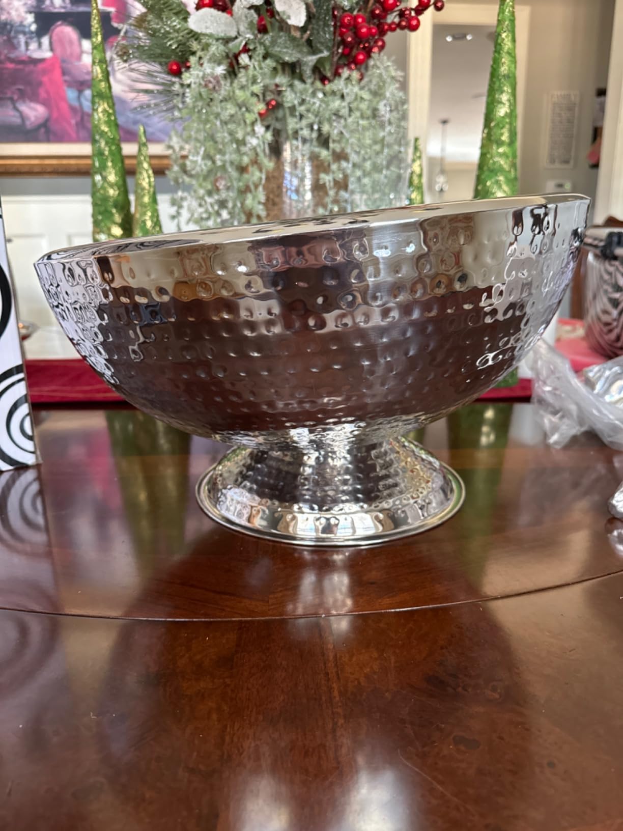 Elegance Stainless Steel Hammered Double-Walled Insulated Punch Bowl 17 Inch | 3 Gallon Footed Beverage Tub for Wine, Champagne for Parties, Weddings & Events customer photo 2