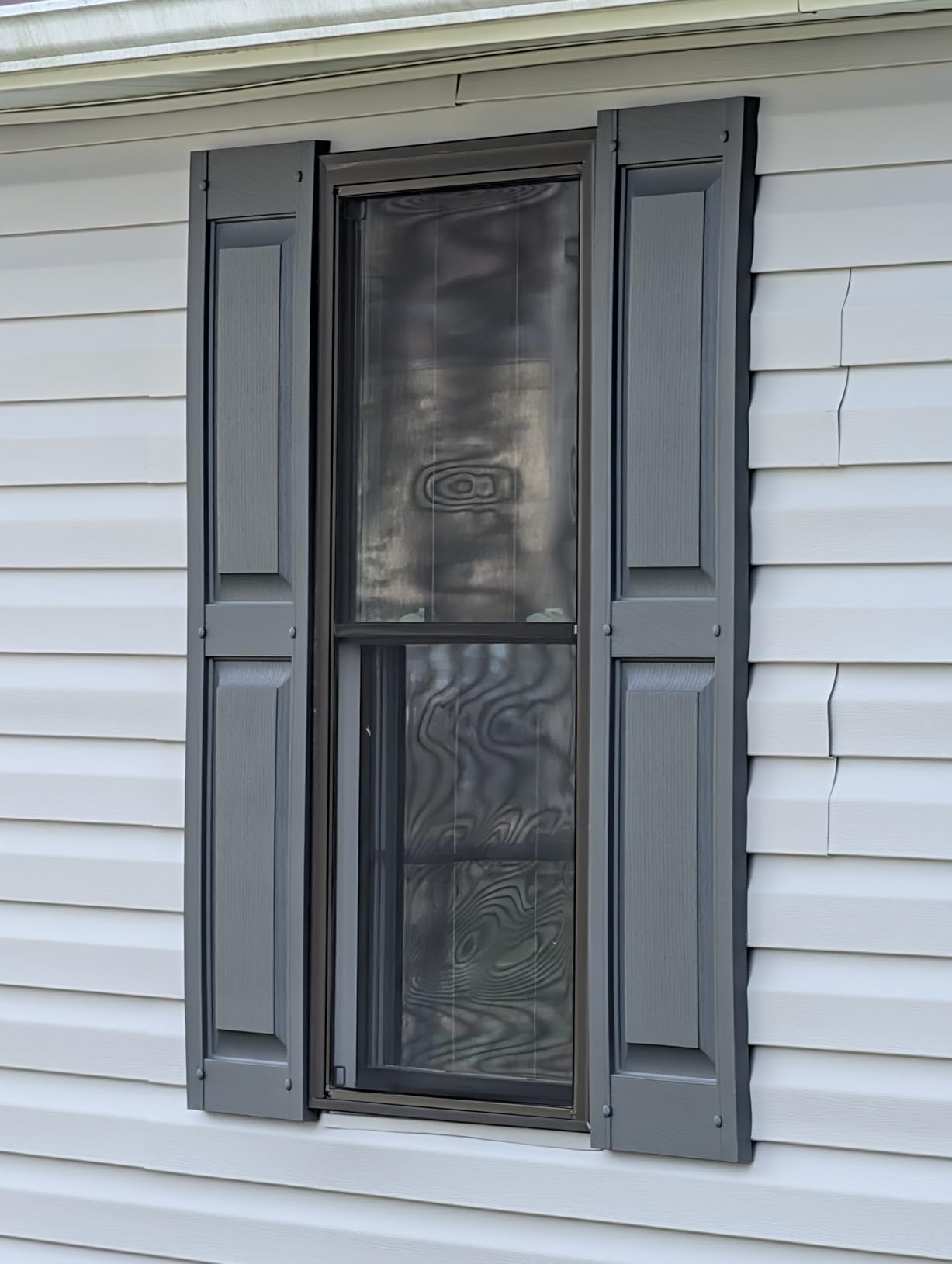 Exterior Solutions Standard Raised Panel Exterior Vinyl Shutter, Black (Pair), 15 Inch x 67 Inch customer photo 1
