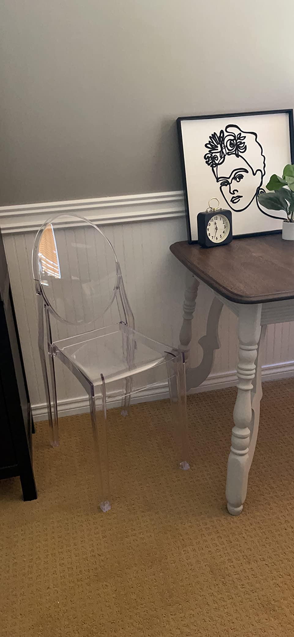 Flash Furniture Cheryl Indoor/Outdoor Ghost Accent and Dining Chair with Contoured Seat, Stackable Transparent Restaurant Chair, Transparent Crystal customer photo 2