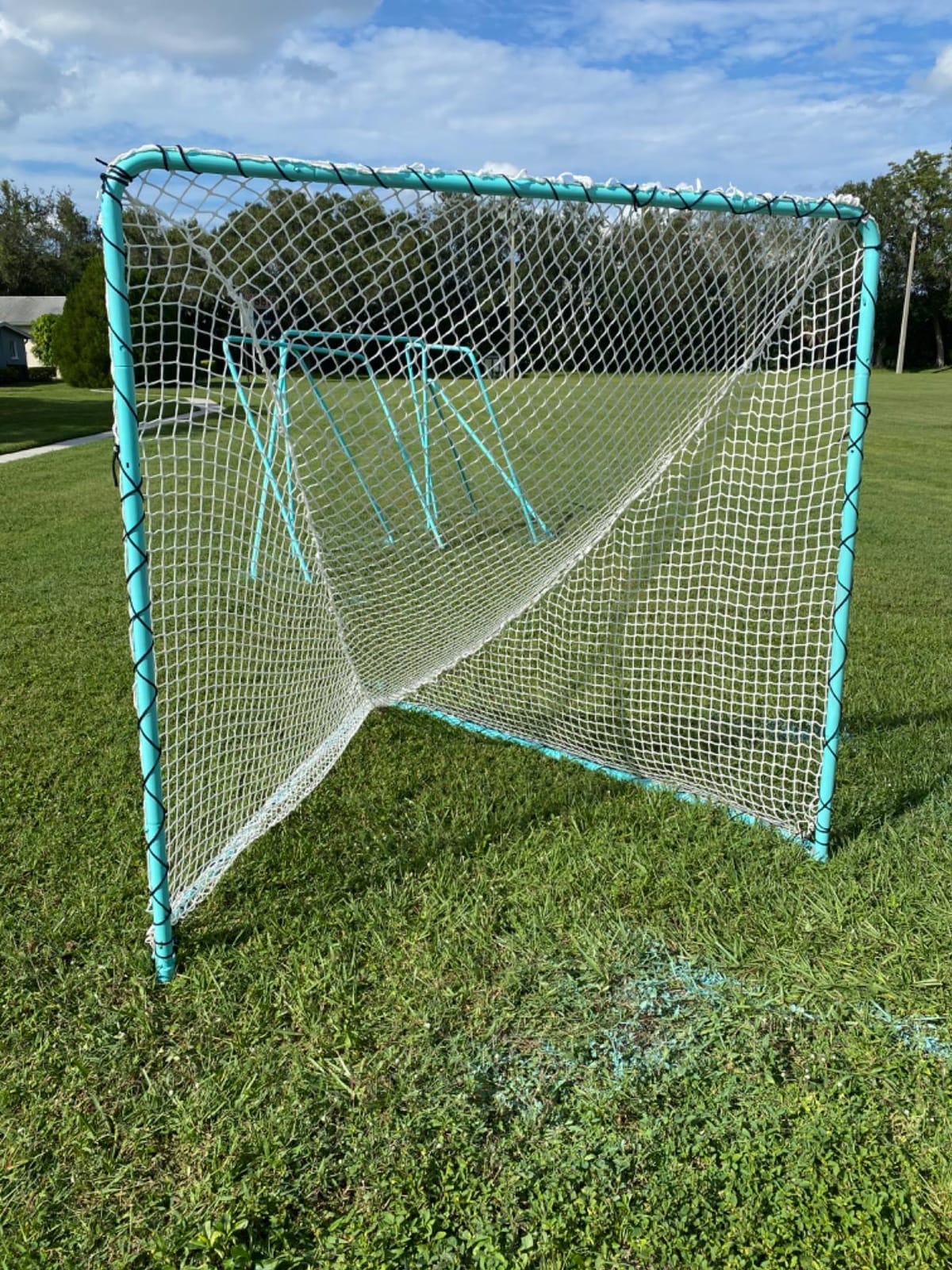 EZGoal Lacrosse Folding Goal, 6 x 6-Feet, Orange customer photo 1