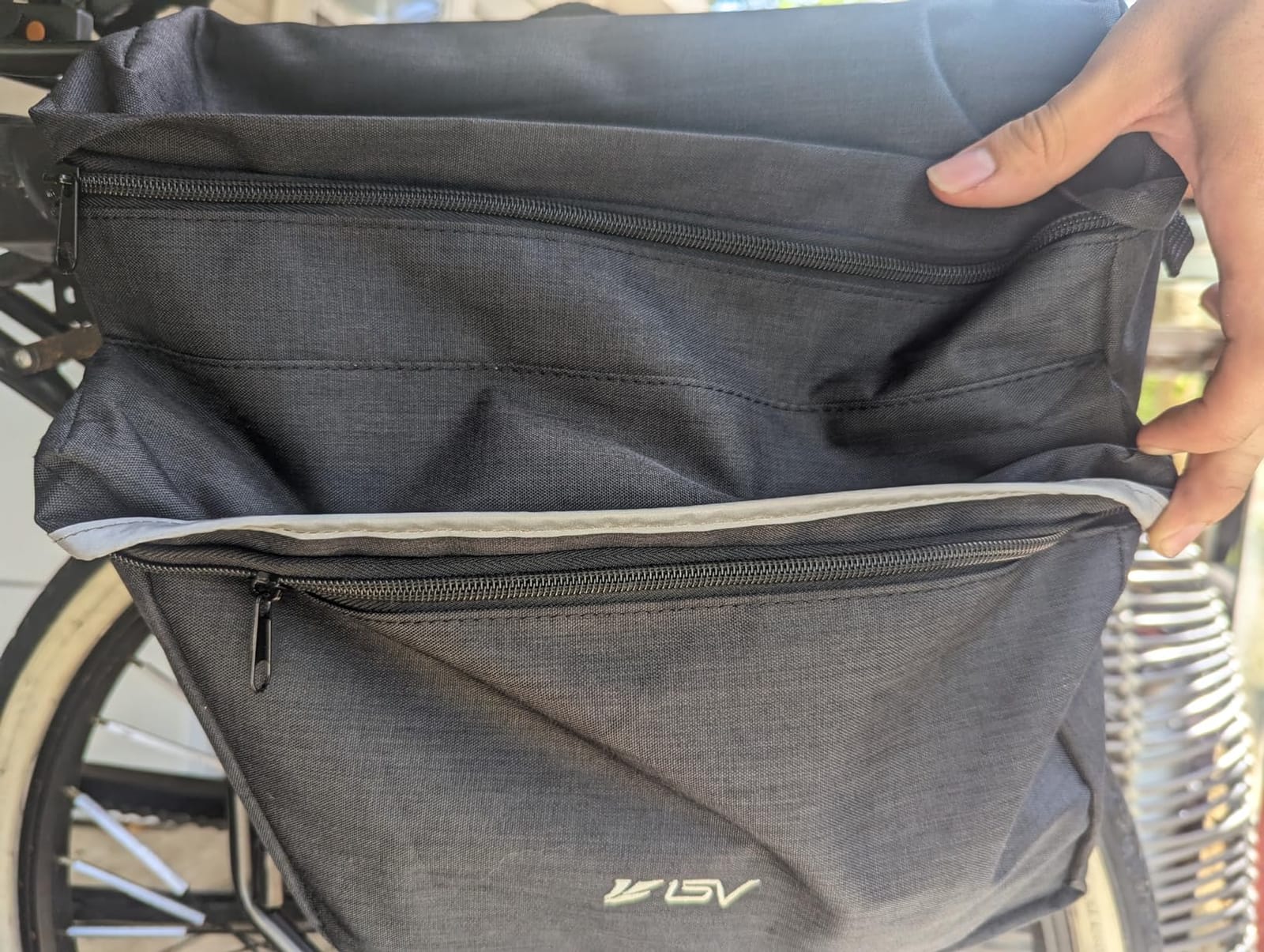BV 26L Rear Bike Bag - Bike Saddle Bag with 4 Zippered Compartments & Adjustable Hooks - Water-Resistant Bike Bags for Bicycles with Reflective Trim, Taillight Hanger & Handle - Fits Most Racks customer photo 1