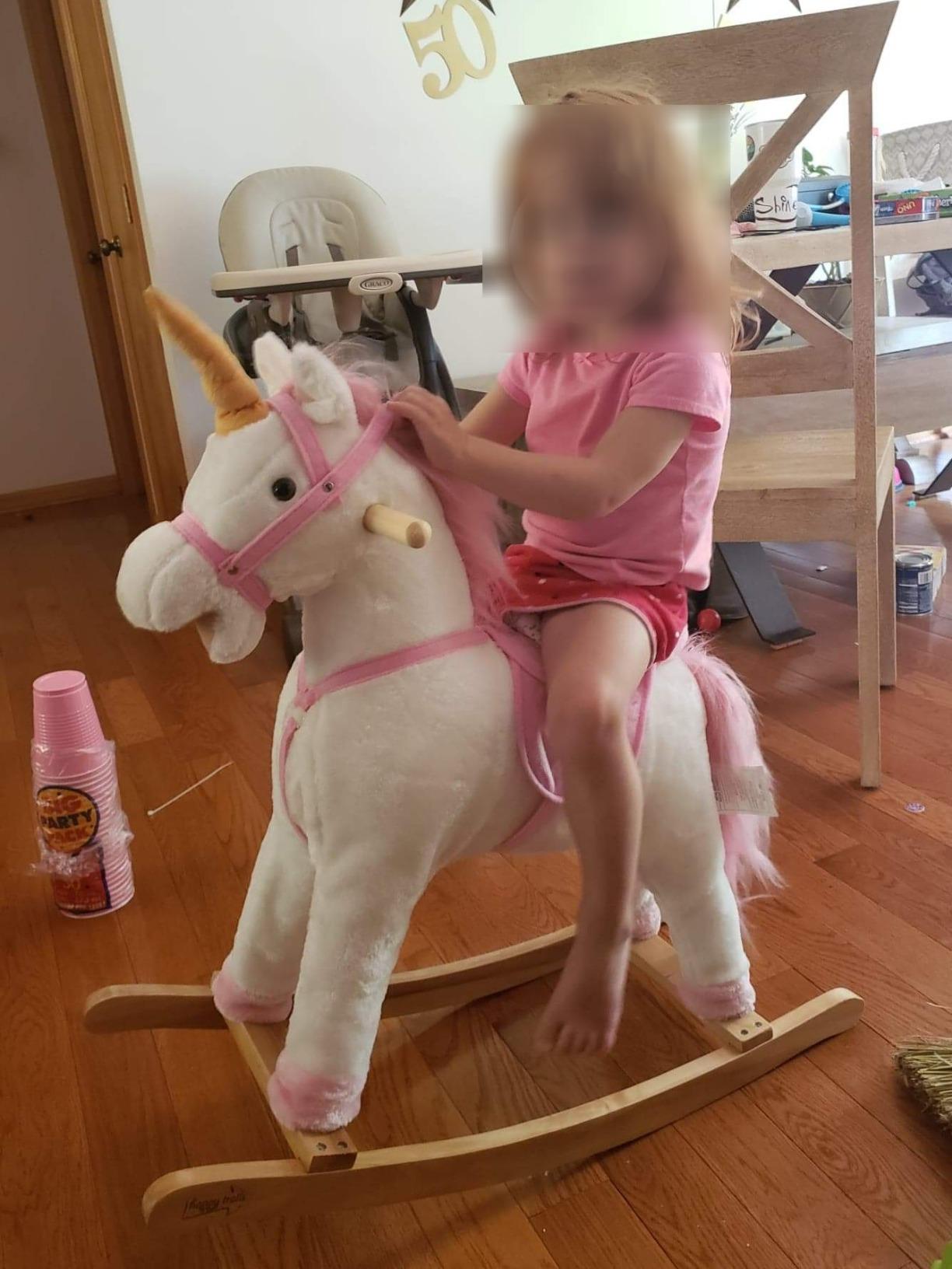 Happy Trails Unicorn Rocking Horse, White/Pink, 28.5” x 11” x 30” customer photo 1