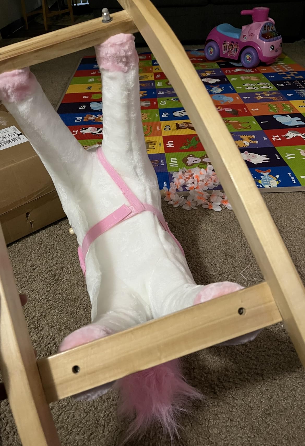 Happy Trails Unicorn Rocking Horse, White/Pink, 28.5” x 11” x 30” customer photo 2