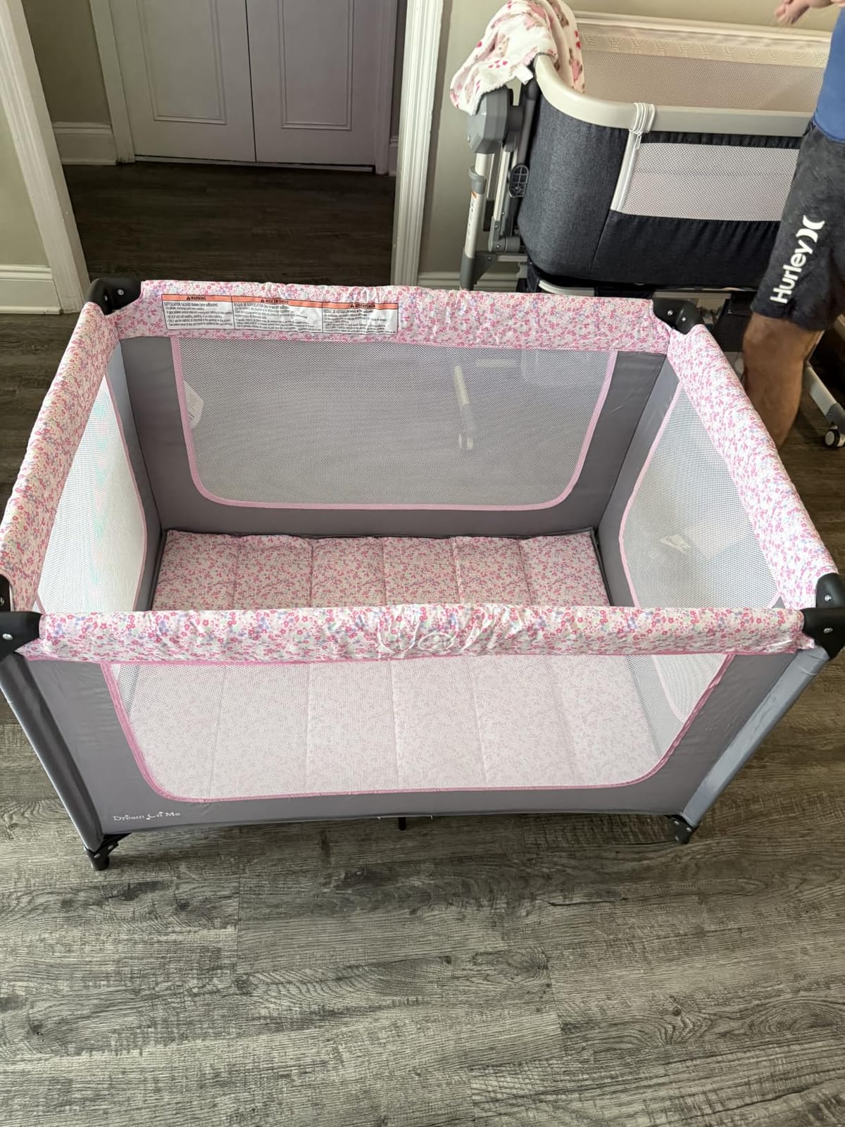 Dream On Me Zodiak Portable Playard, Compact for Travel, Carry Bag, Gray & Pink | Removable 1
