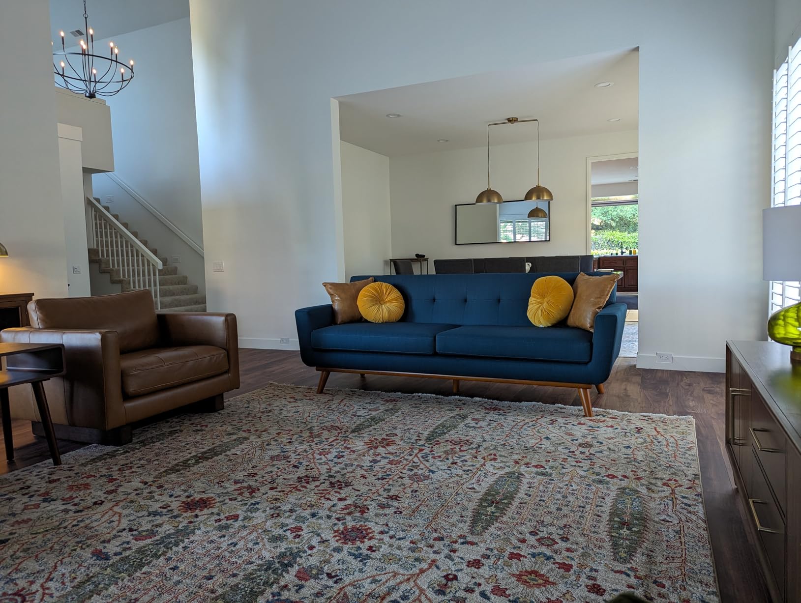 Modway Engage Mid-Century Modern Upholstered Fabric Sofa in Azure customer photo 1