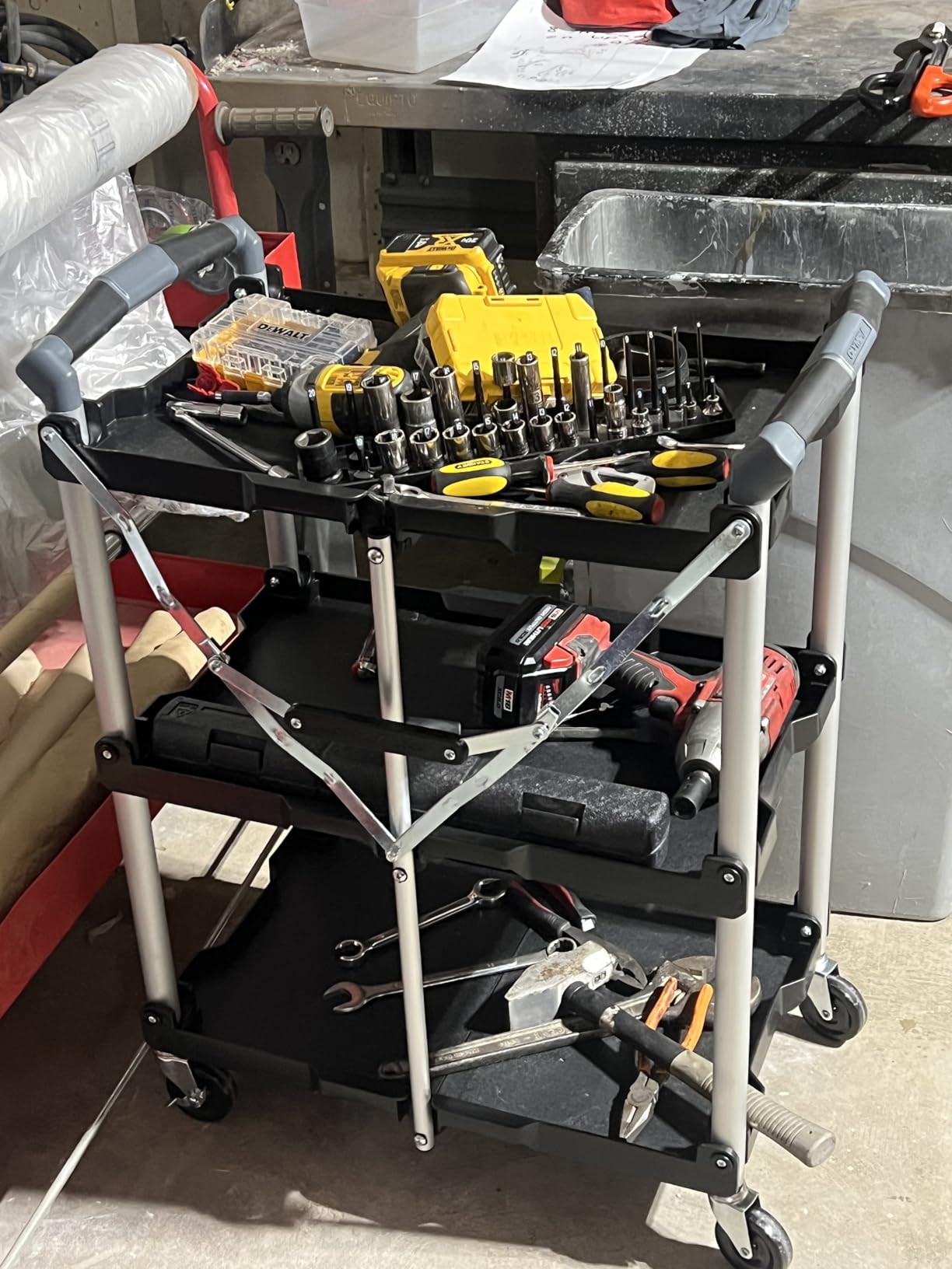 Olympia Tools 85-188 Pack-N-Roll Folding Collapsible Service Cart, 150LB Capacity, Black customer photo 1