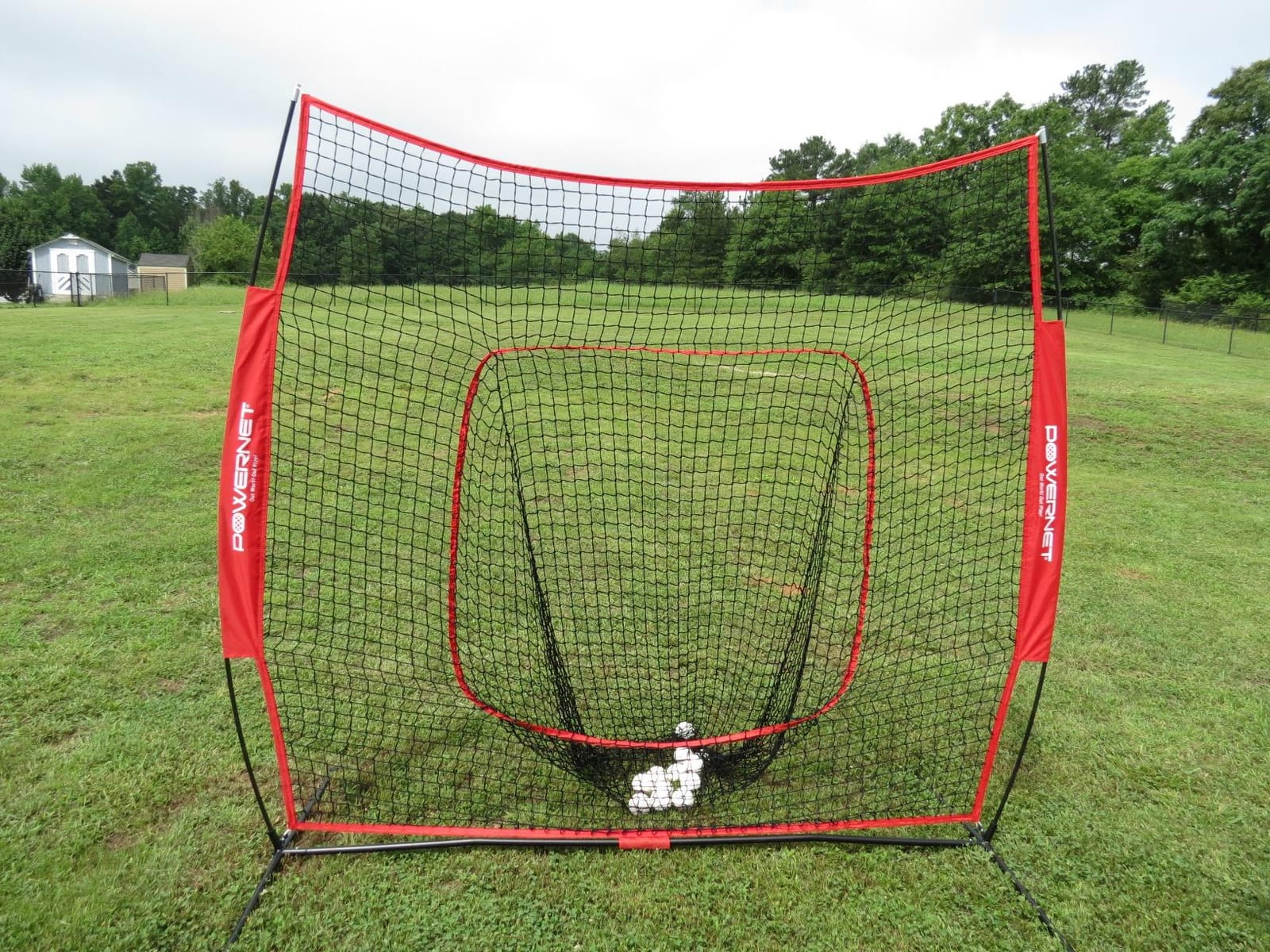 PowerNet Baseball Softball Practice Net 7x7 with Baseball Accessories for Practice Pitching, Batting & Fielding, Ball Caddy, Weighted Baseballs, Tee customer photo 1