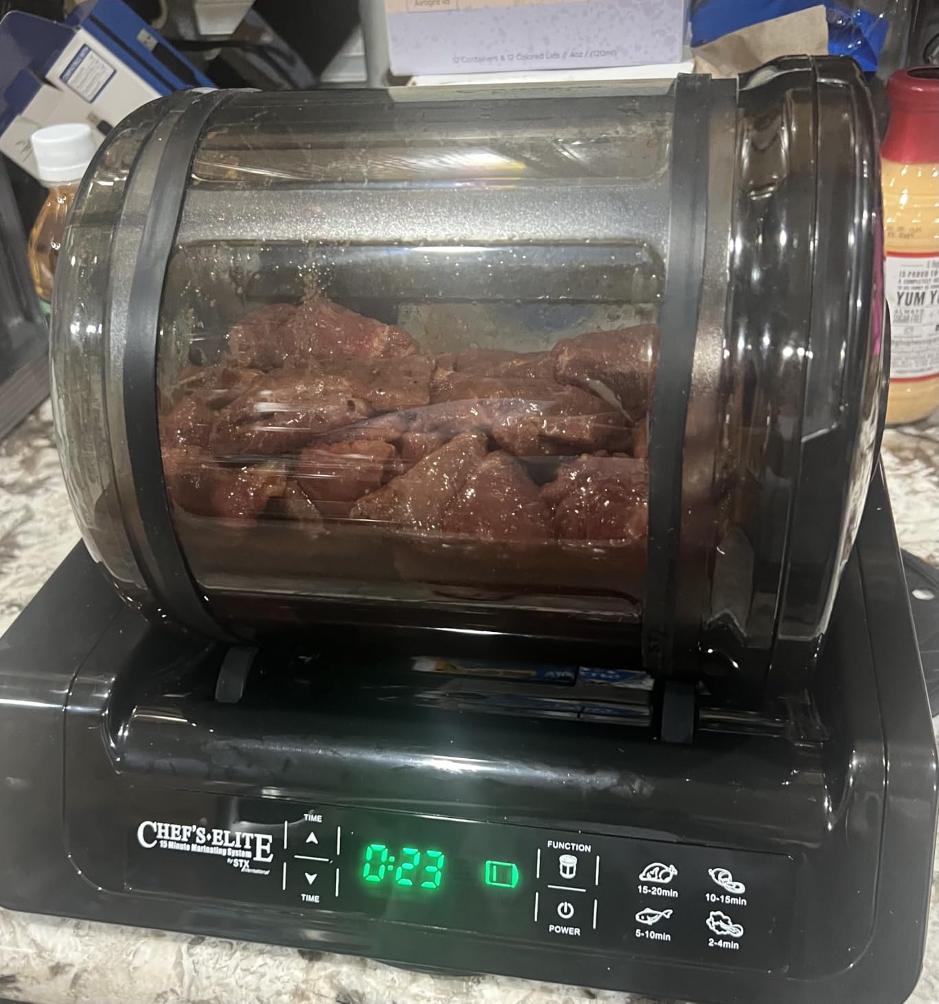 STX International Chef's Elite Vacuum Marinator & Tumbler | Marinate Meat & Vegetables in 15 Minutes | Adjustable Timer | Auto Shut-Off | Meat Tenderizer Included customer photo 2
