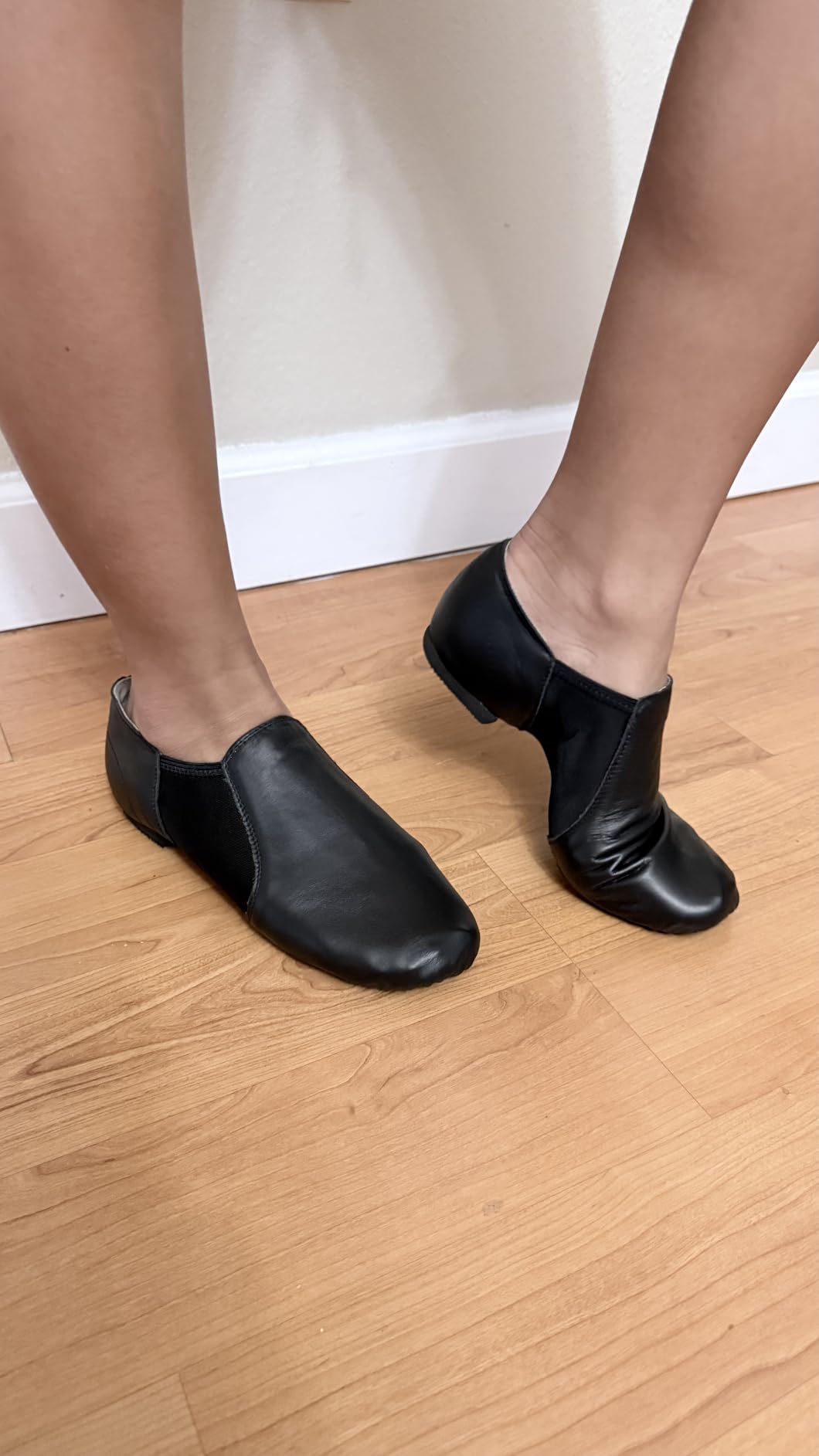 Linodes Leather Upper Jazz Shoe Slip-on for Women and Men's Dance Shoes customer photo 1