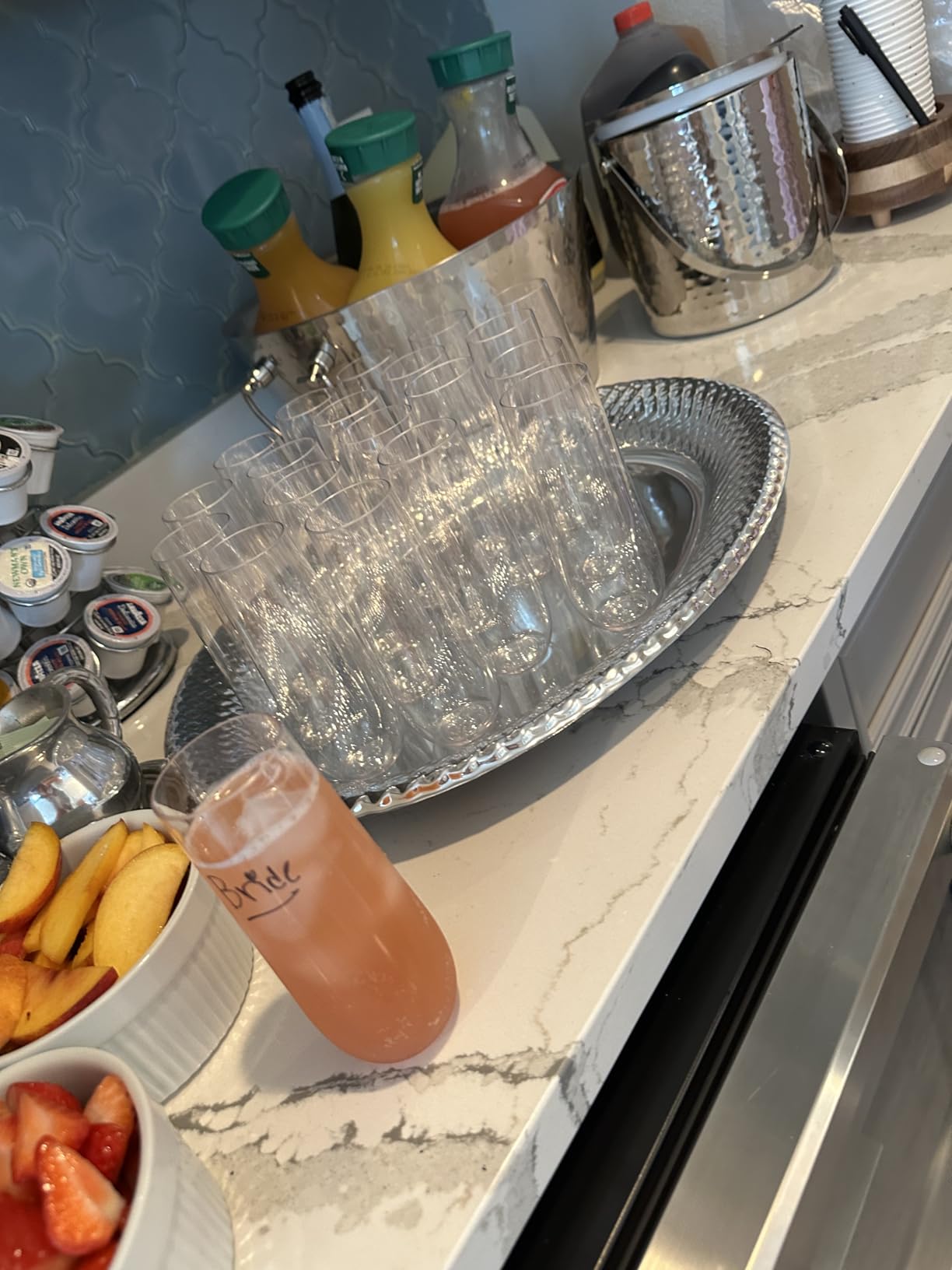 BREKX Insulated Hammered Stainless Steel Beverage Tub & Ice Bucket, 12QT | Double-wall insulated tub keeps beer, wine and champagne chilled. Double-hinged handles make carrying easier. customer photo 1
