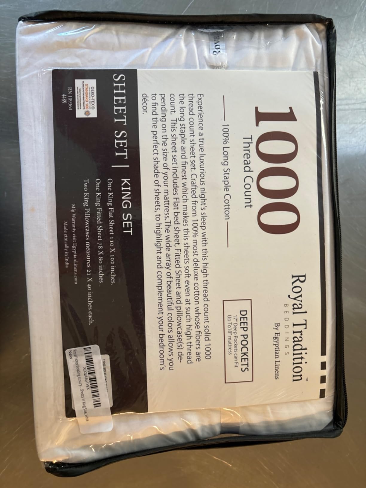 Royal Hotel King 1000 Thread Count Cotton Sateen Sheets Set, Solid, White customer photo 1