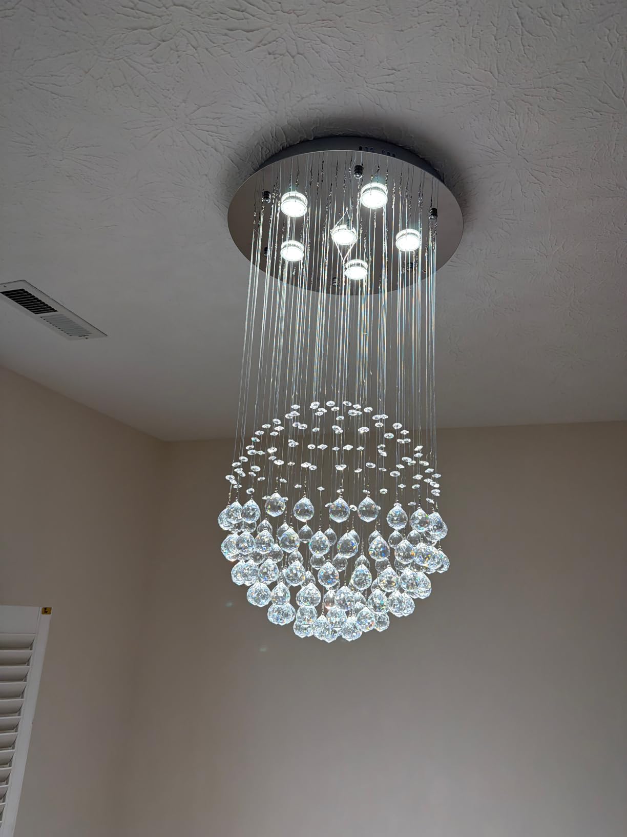 Saint Mossi Chandelier Modern K9 Crystal Raindrop Chandelier Lighting Flush mount LED Ceiling Light Fixture Pendant Lamp for Dining Room Bathroom Bedroom Livingroom 6 GU10 LED Bulbs Required H32 X D18 customer photo 1