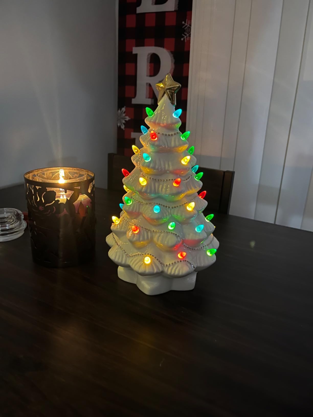 Lenox Treasured Traditions Ivory Light-Up Christmas Tree Figurine | dolomite ceramic, 8.82 inch height | requires 3 aaa batteries, not included | collectible christmas decor gift customer photo 2