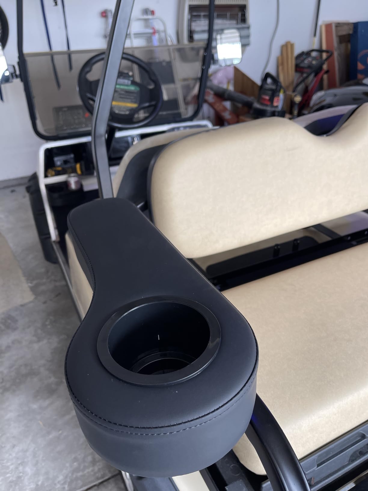 10L0L Golf Cart Rear Seat Kit Arm Rest Set with Cup Holder for Yamaha EZGO Club Car Golf Cart UV-Proof Coating Long Lasting, No Drilling Kits Include customer photo 2