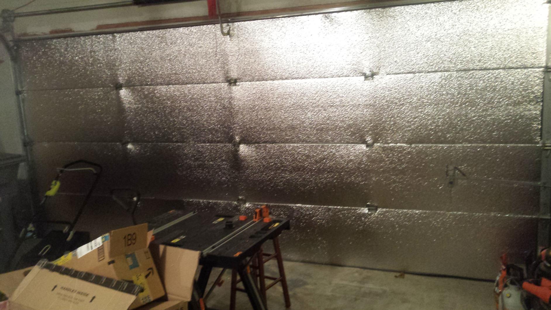 US Energy NASATECH (Pre-Cut for 16 Panel) 2 Car Garage Door Reflective Insulation Kit (R8) 1/4 thick w/ New And Improved Super Heavy Duty Double Sided Foam Tape Fits 16x7 16x8 18x7 18x8 Garage Doors customer photo 1