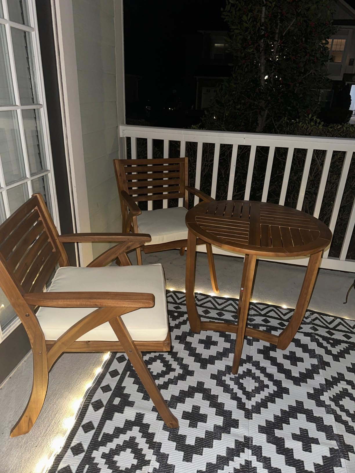 Christopher Knight Home Coronado Acacia Wood Bistro Set, 3-Pcs Set, Teak Finish customer photo 2
