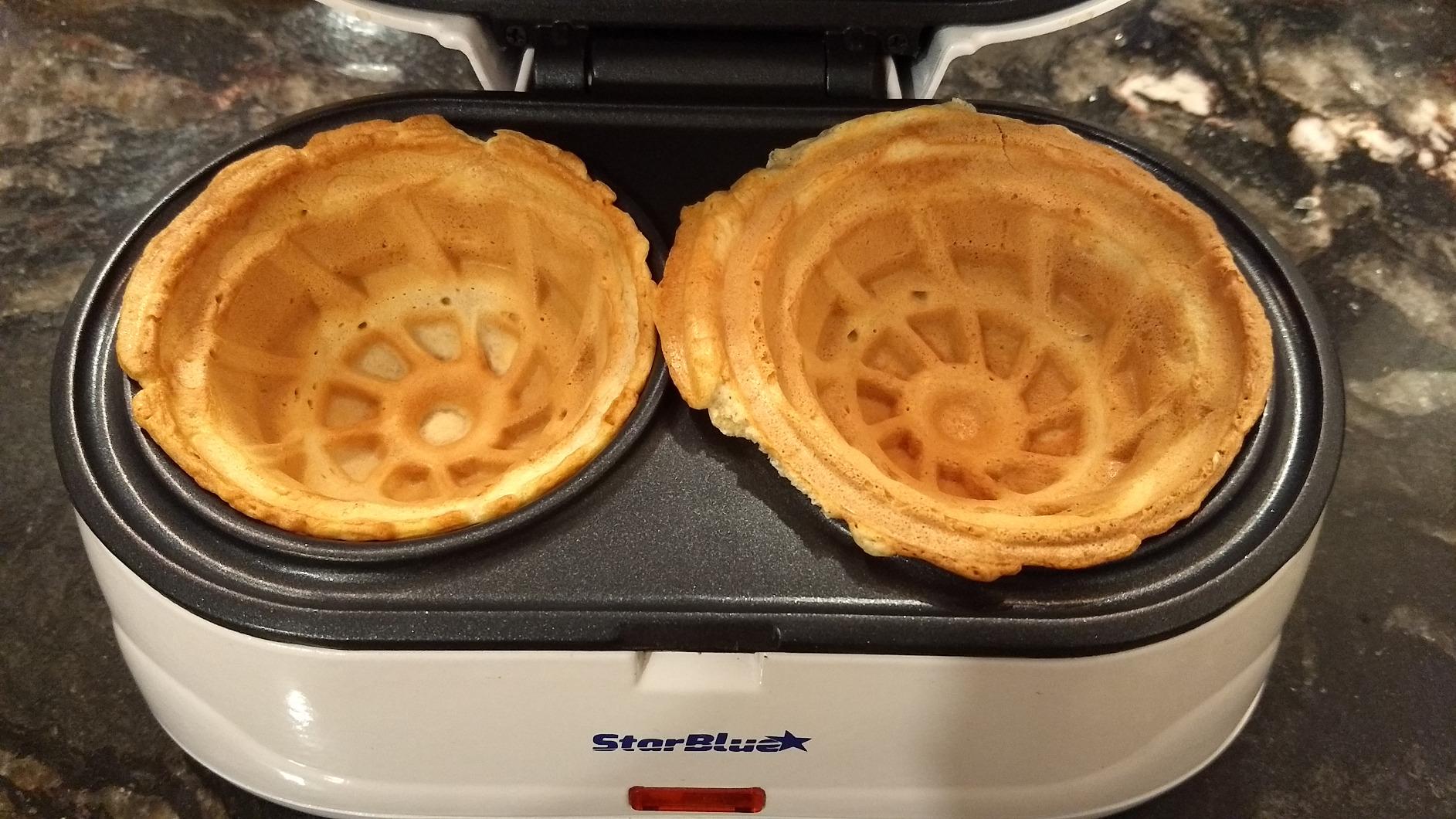 Double Waffle Bowl Maker by StarBlue - White - Make bowl shapes Belgian waffles in minutes | Best for serving ice cream and fruit | Gift ideas 110V 50/60Hz 1200W customer photo 2