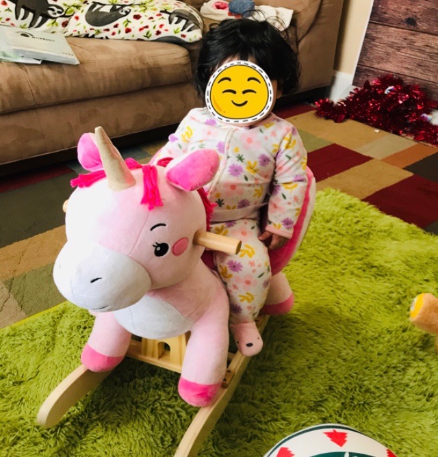 labebe - Baby Rocking Horse, Ride Unicorn, Kid Ride On Toy for 6 Month-3 Year Old, Infant (Boy Girl) Plush Animal Rocker, Toddler/Child Stuffed Ride Toy (Pink) customer photo 1