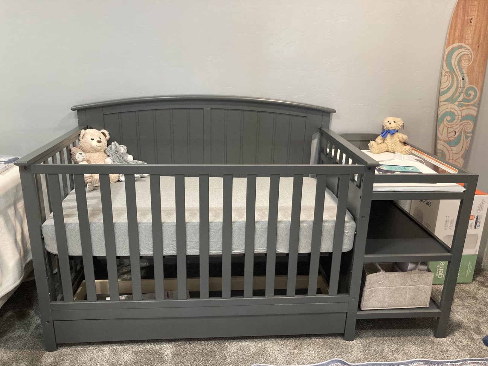 Storkcraft Steveston 5-in-1 Convertible Crib & Changer, Gray customer photo 1
