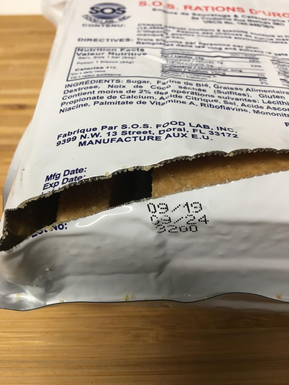 SOS Food Labs, Inc. 185000825 S.O.S. Rations Emergency 3600 Calorie Food bar - 3 Day/ 72 Hour Package with 5 Year Shelf Life, 5