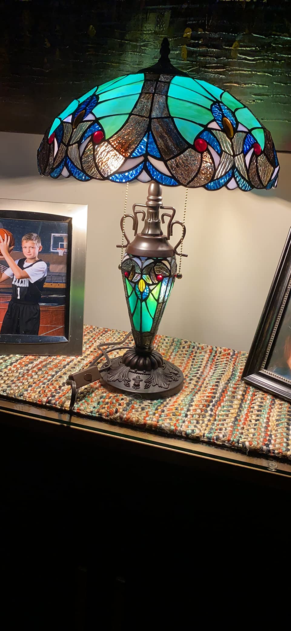 WERFACTORY Tiffany Style Table Lamp Stained Glass Mother-Daughter Vase Lamp customer photo 1