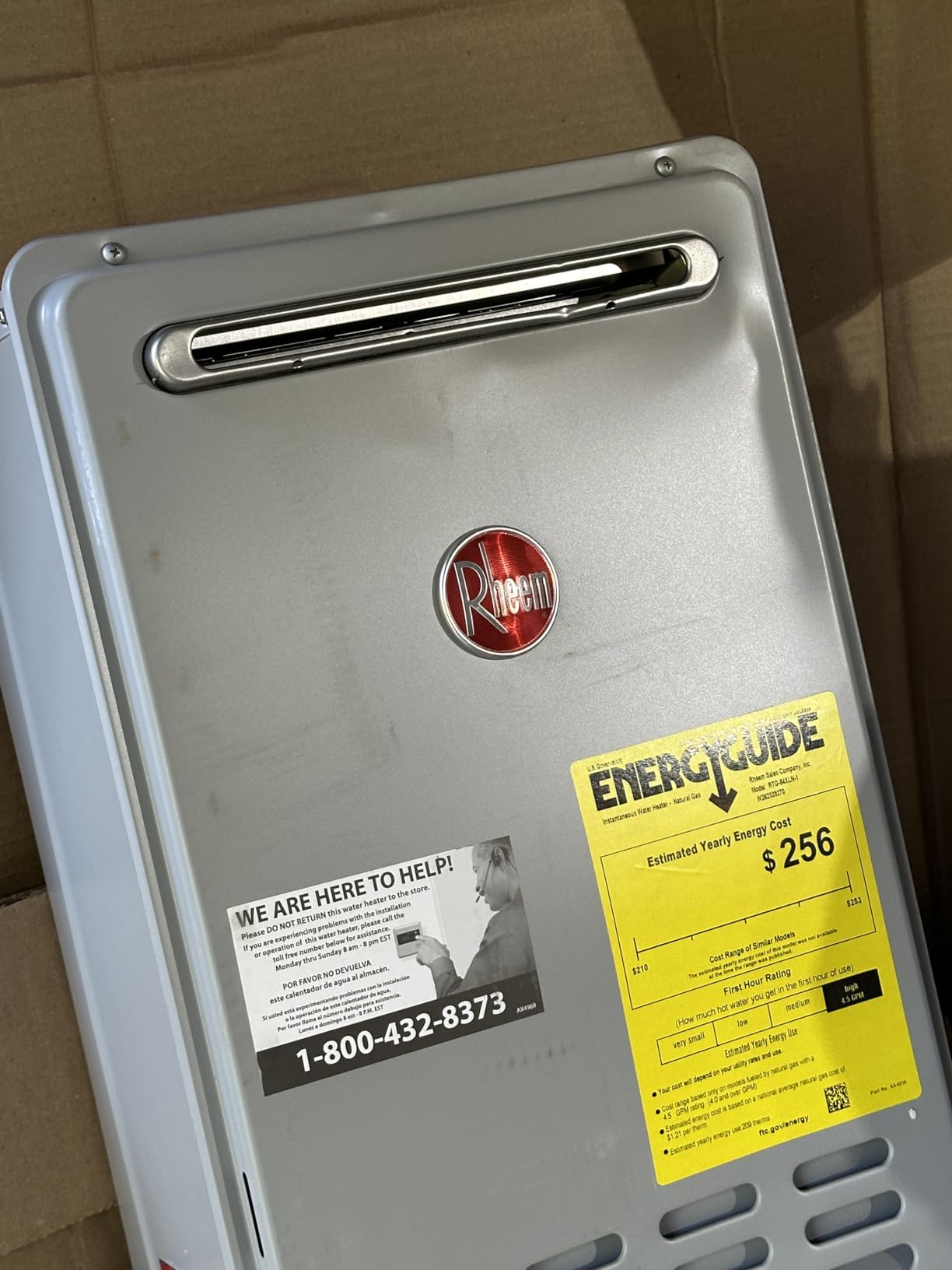 Rheem RTG-84XLN-1 Mid-Efficiency 8.4GPM Outdoor Natural Gas Tankless Water Heater, Gray customer photo 2