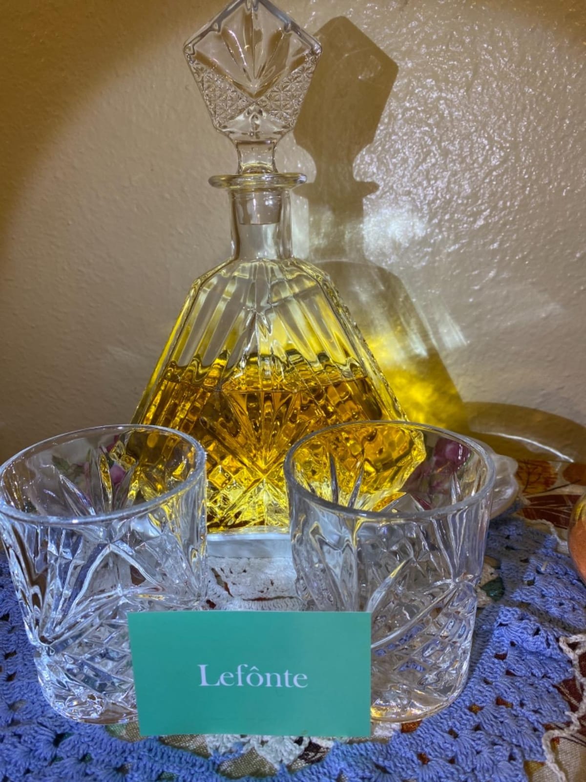 Whiskey Decanter Set with 2 Old Fashioned Whisky Glasses for Liquor Scotch Bourbon or Wine - Irish Cut Triangular Clear customer photo 1