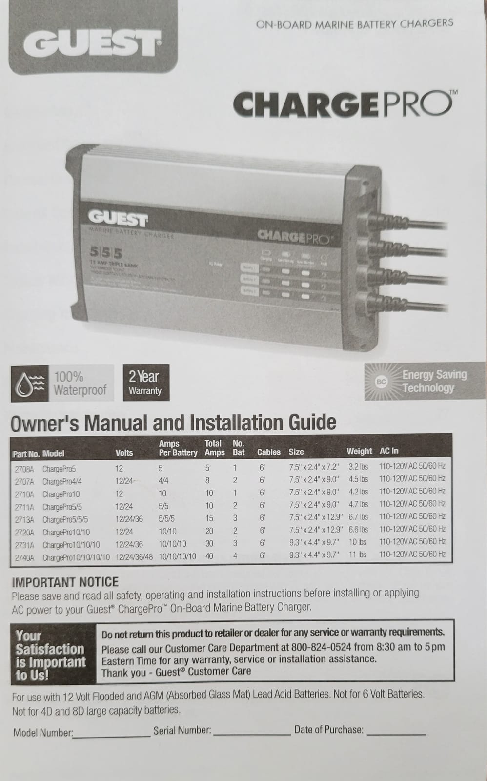 Guest 2707A Guest On-Board Battery Charger 8A / 12V, 2 Bank, 120V Input customer photo 2