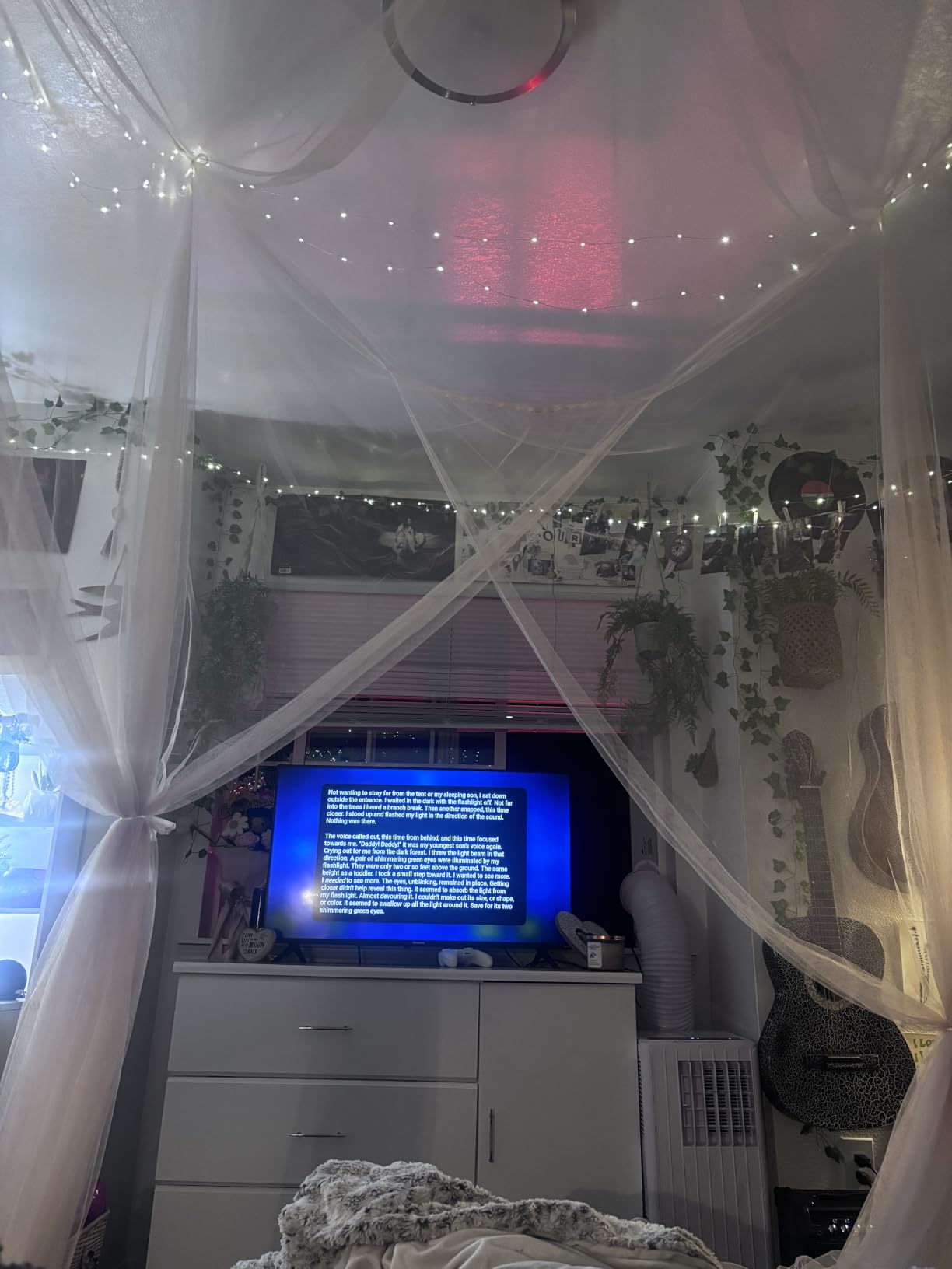 Mengersi Bed Canopy,Canopy Bed Curtains Bed Drapes for Full Queen King Size Bed,Mosquito Net Bed Curtains for Patio Indoor Outdoor Net,Black Bed Canopy Curtains for Gothic,Halloween Decoration customer photo 2