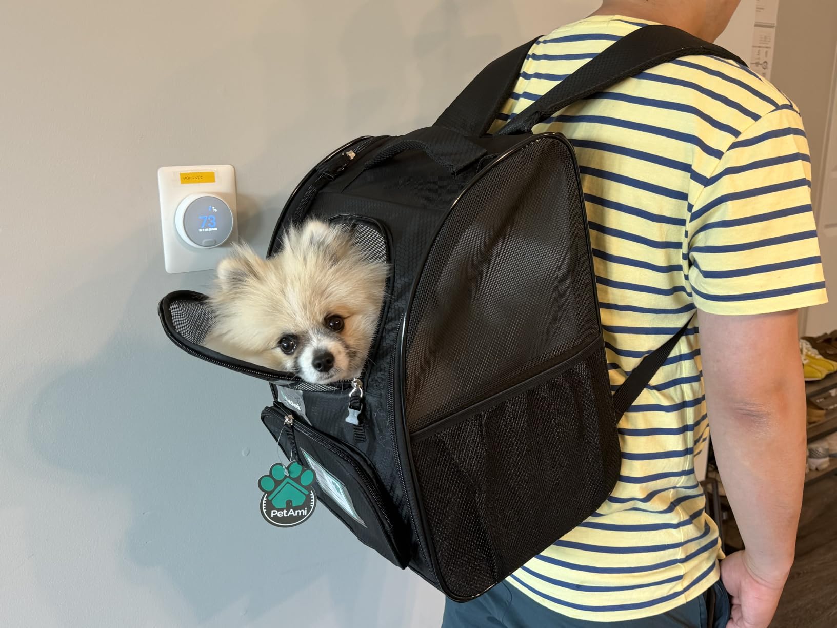 PetAmi Dog Backpack Carrier Airline Approved Cat Pet Puppy Bag, Black customer photo 1