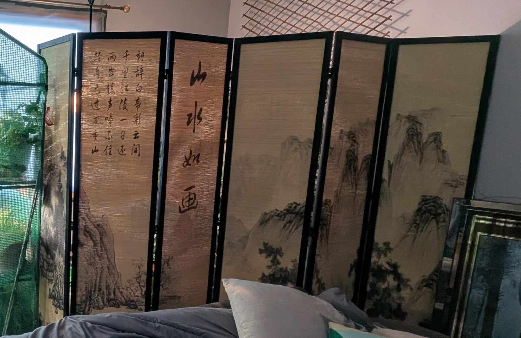 MyGift 4-Panel Asian-Inspired Cherry Blossom Folding Bamboo Room Divider customer photo 2