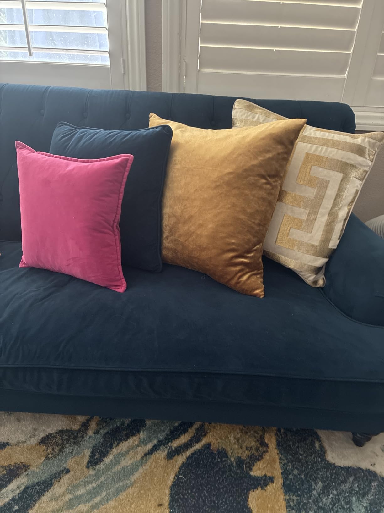 GIGIZAZA Gold Velvet Pillow Covers 18x18 Decorative Pillows Pack of 2 customer photo 2
