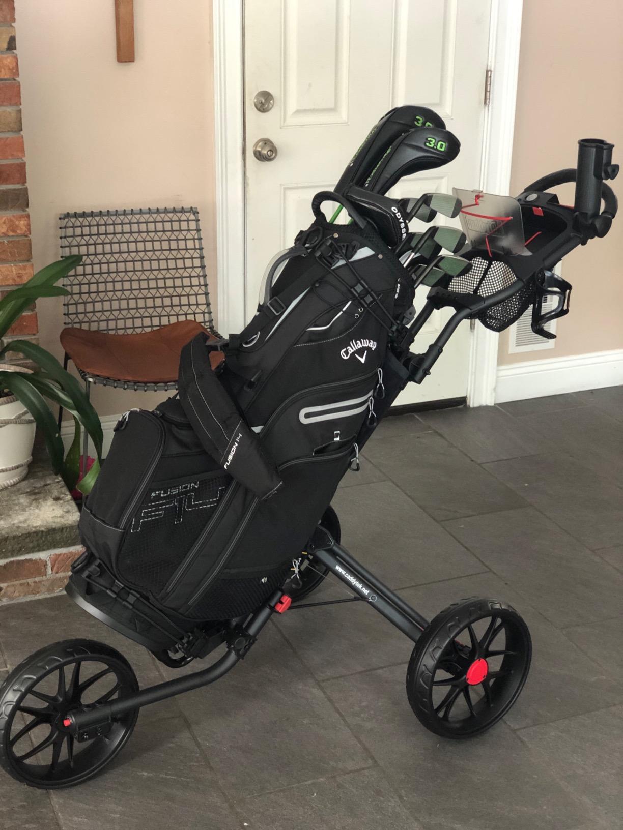 Caddytek CaddyLite 15.3 V2 Golf Push Cart - Lightweight Foldable Aluminum Cart with EVA Wheels, Foot Brake, Adjustable Handle, Umbrella Holder, Drink Holder, Scorecard Holder customer photo 1