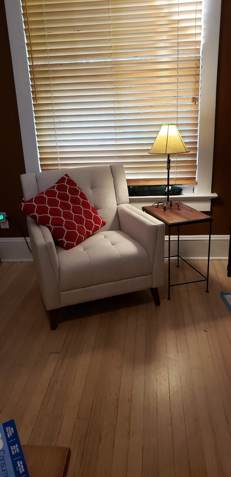 Christopher Knight Home Evelyn Mid Century Modern Fabric Arm Chair, Beige & Walnut (305538 customer photo 1