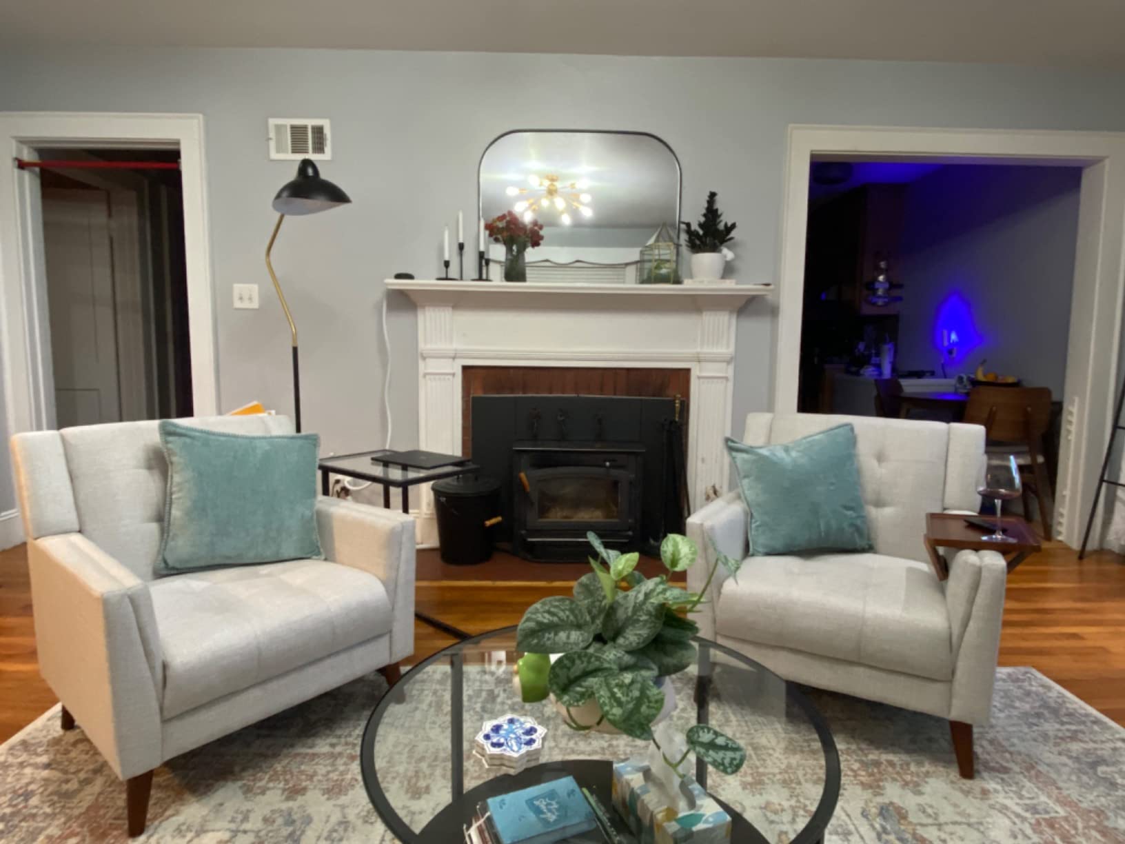 Christopher Knight Home Evelyn Mid Century Modern Fabric Arm Chair, Beige & Walnut (305538 customer photo 2
