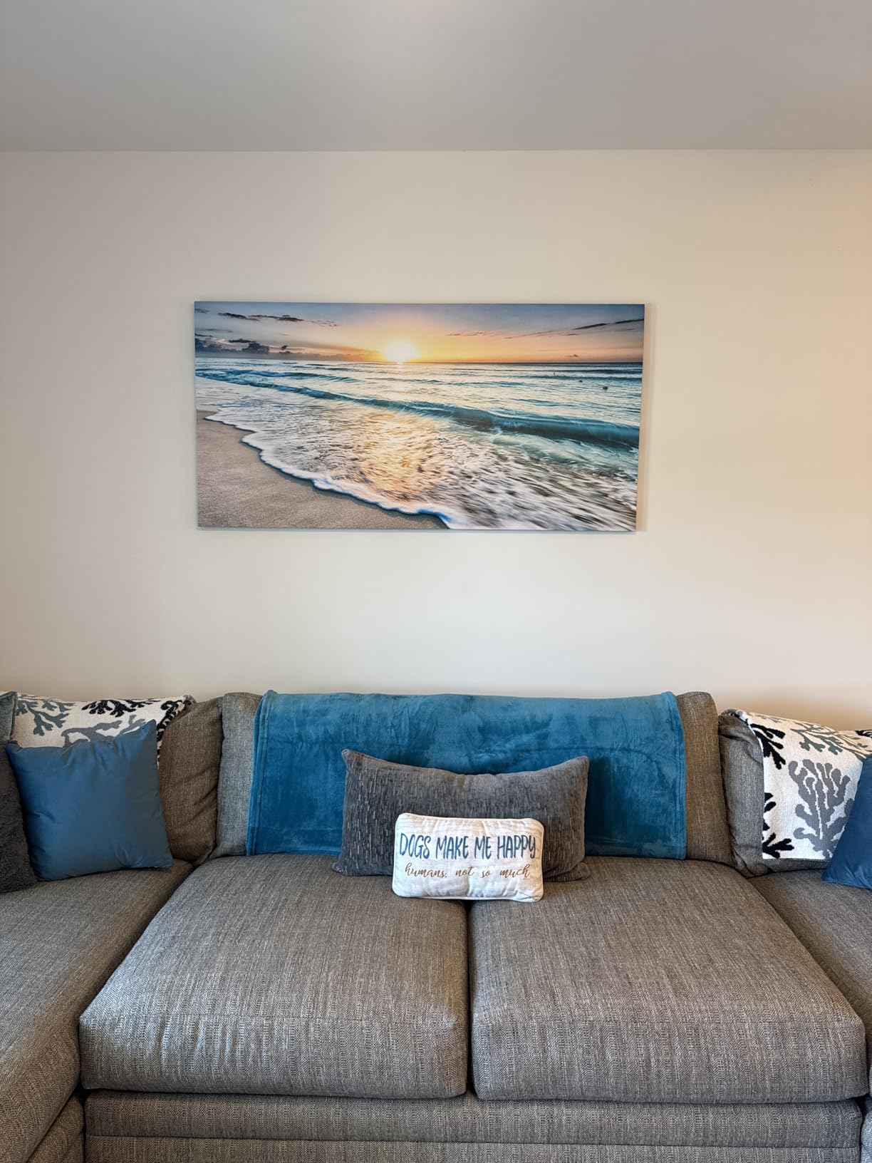 Baisuart S02250 Canvas Prints Wall Art Beach Sunset Ocean Waves Nature Pictures Stretched Canvas Wooden Framed for living Room Bedroom and Office customer photo 2