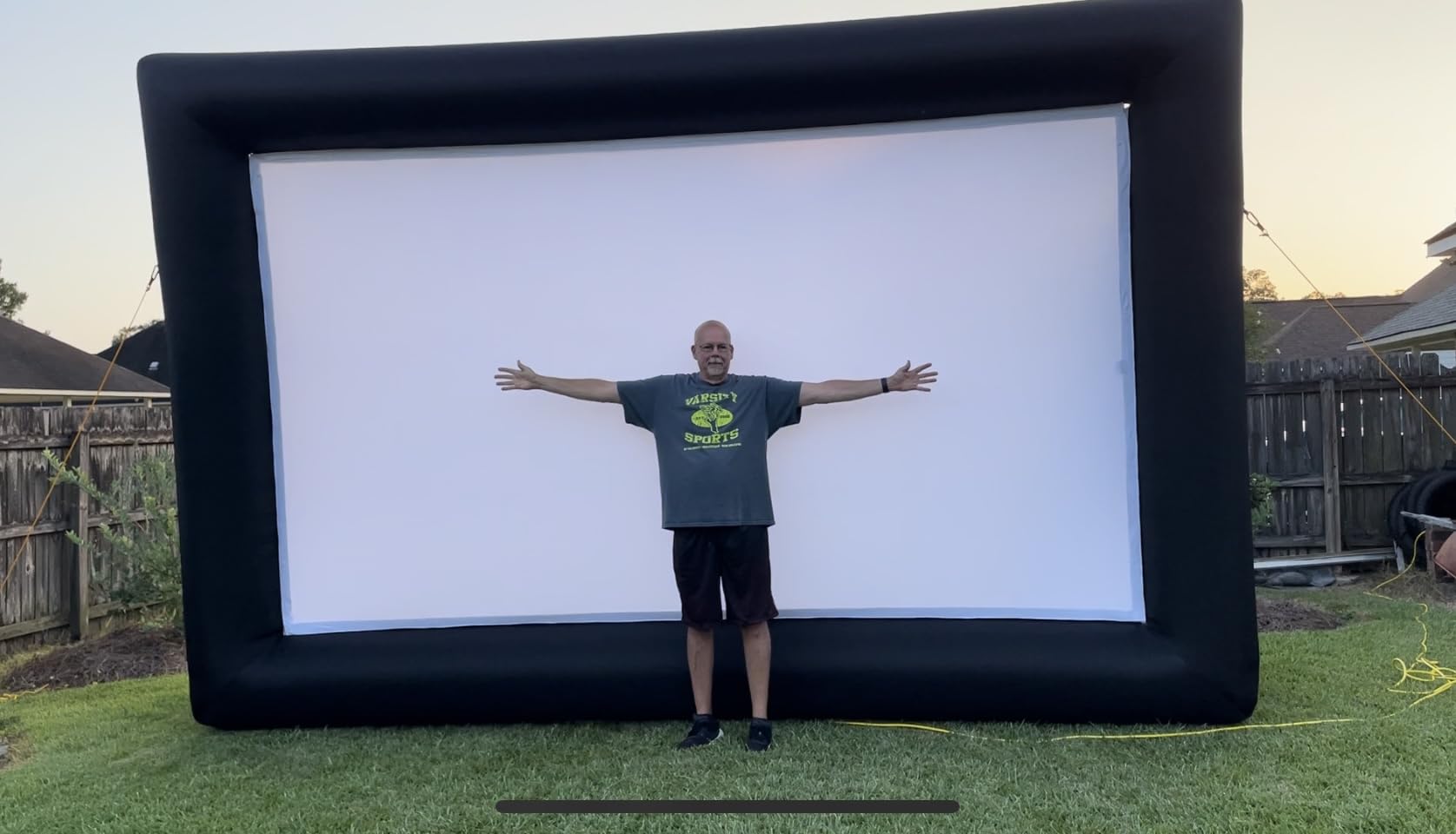 20 ft Outdoor Projector Screen - Supports Front and Rear Projection - Includes Inflation Fan, Tie-Downs and Storage Bag - Inflatable Projector Screen customer photo 1