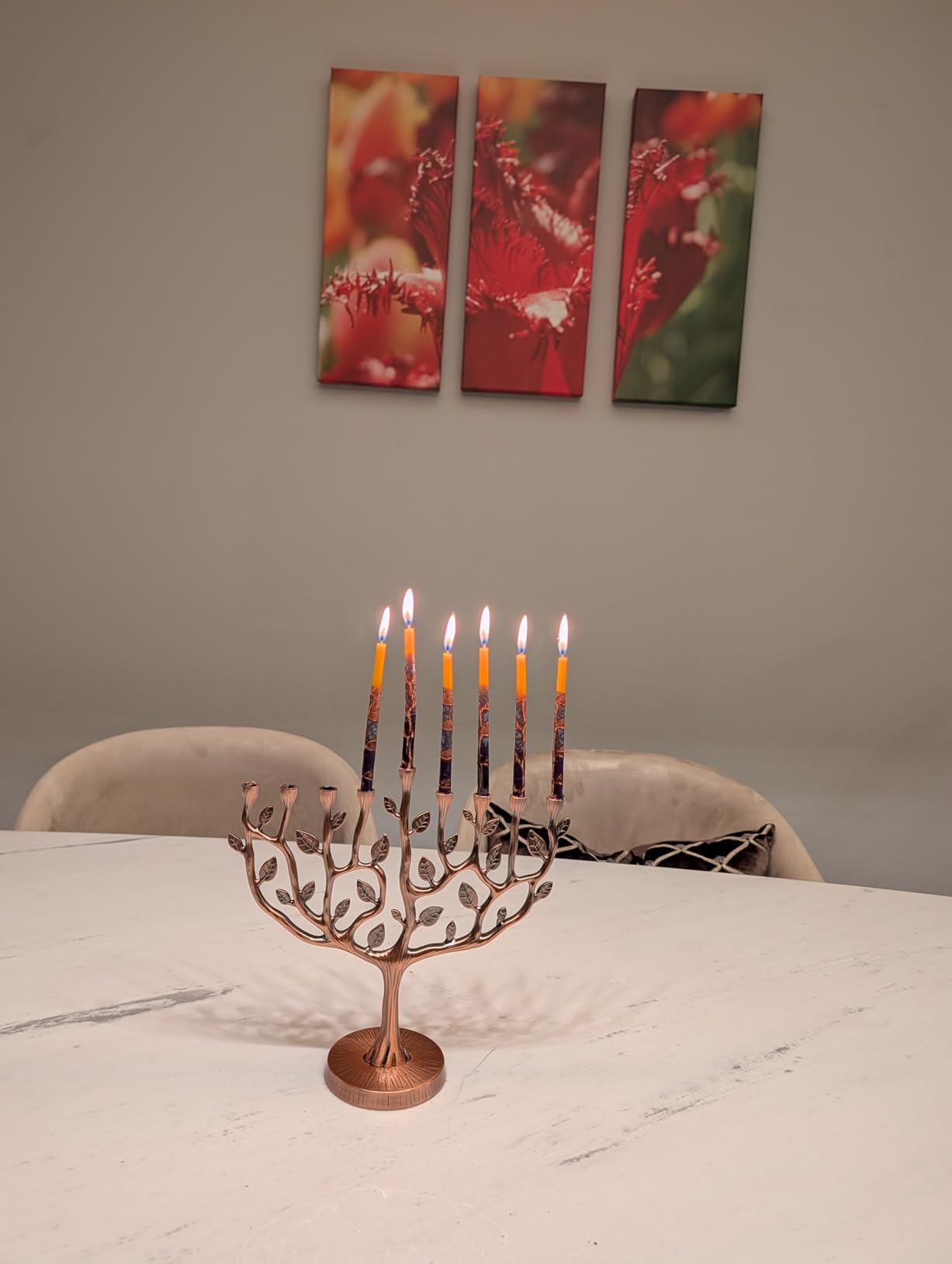 The Dreidel Company Hanukkah Menorah Large Tree of Life, Pewter Finish 11 Inches Long customer photo 2
