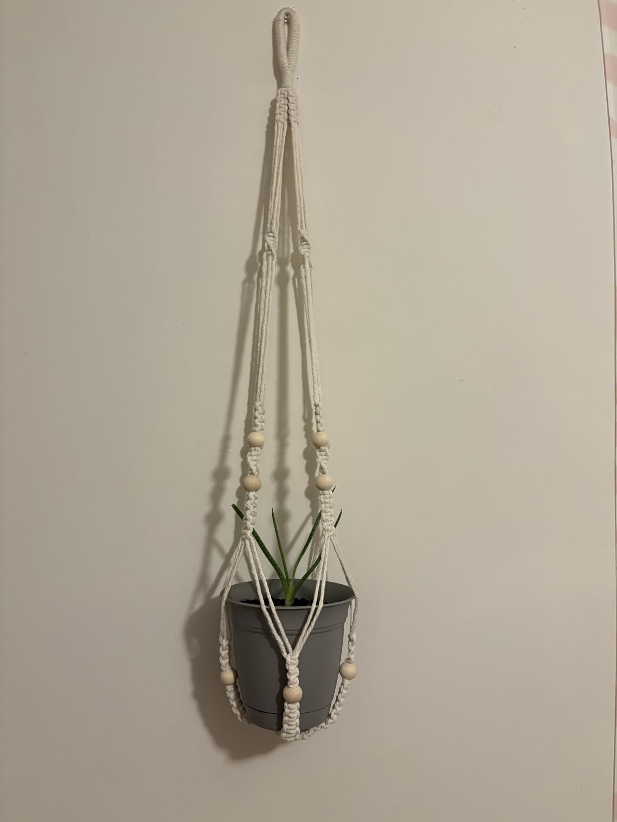 Mkono Macrame Plant Hanger Indoor 35 Inch Hanging Planter Basket Ivory 1Pc customer photo 2