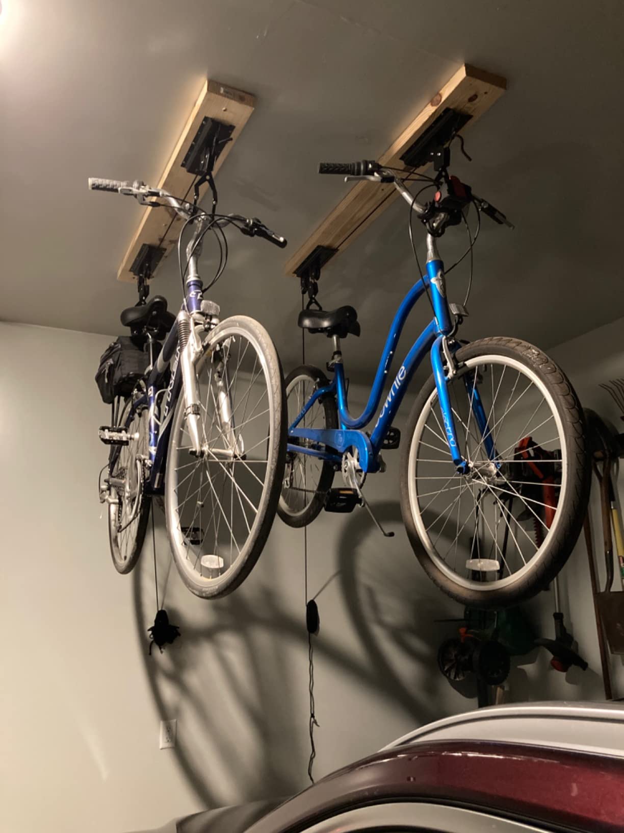 Bike Lift Hoist for Garage Ceiling, Heavy Duty Ceiling Mountain Bicycle Hanger Pulley Rack 100 lb Capacity customer photo 1