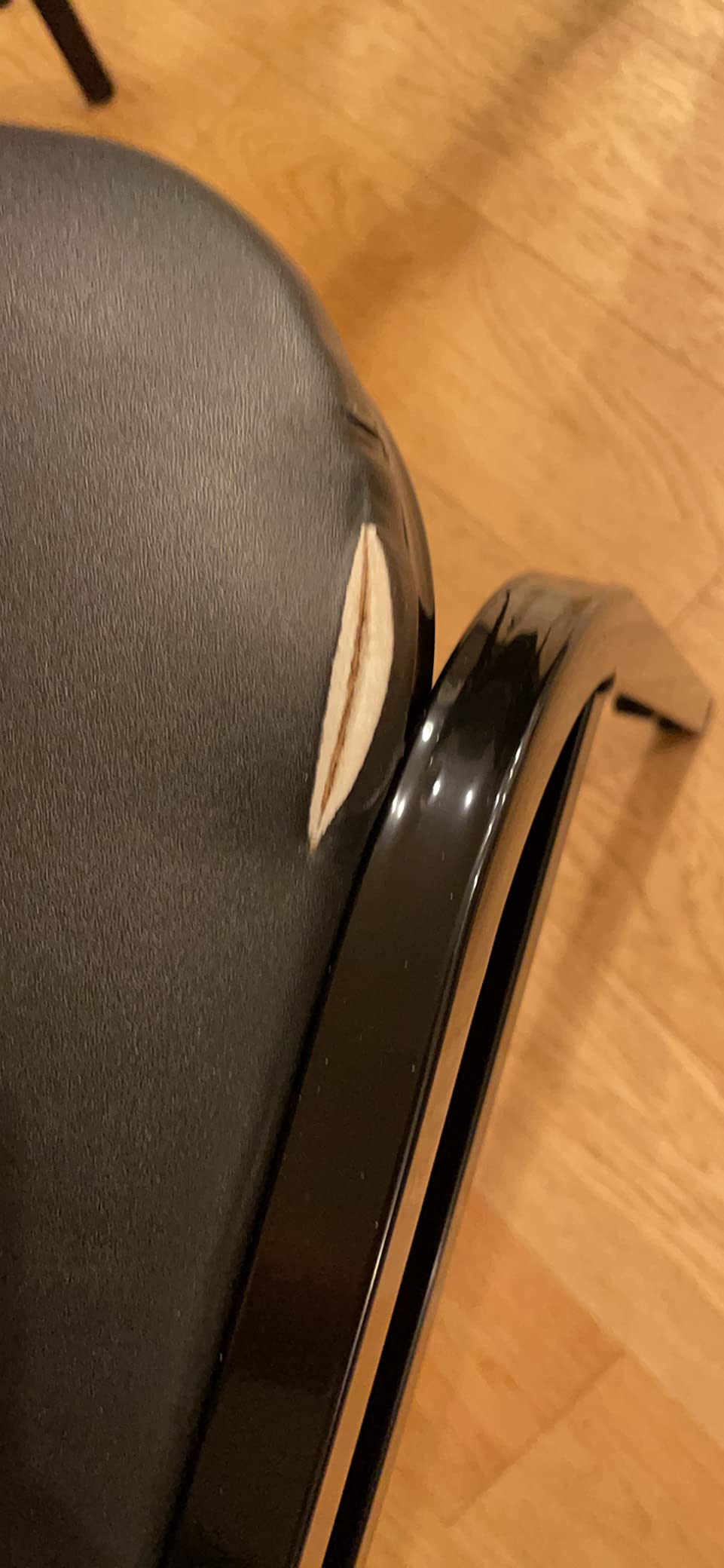 EMMA + OLIVER Black Vinyl Trapezoidal Back Stacking Banquet Chair customer photo 2