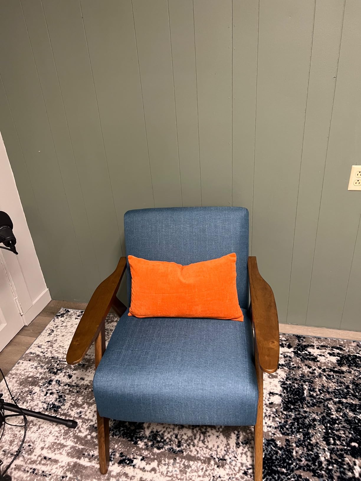 Lexicon Mid Century Modern Accent Chair with Walnut Wood Frame, Orange customer photo 1